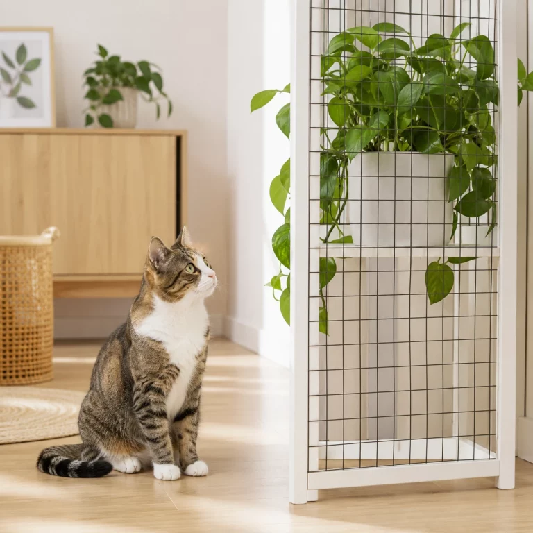 Zimmerpflanze sicher schützen, wenn eine Katze daran knabbert