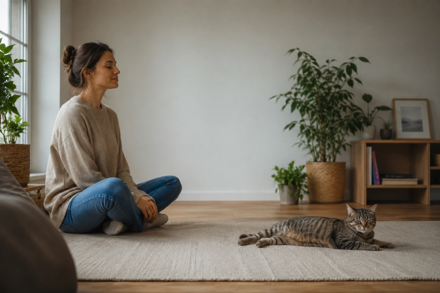 Langsames Blinzeln in ruhiger Mensch-Katze-Kommunikation