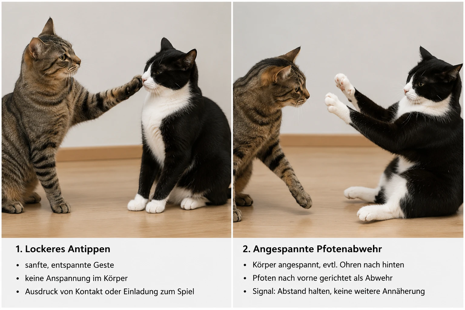 Körpersprache bei einem Pfotenhieb der Katze
