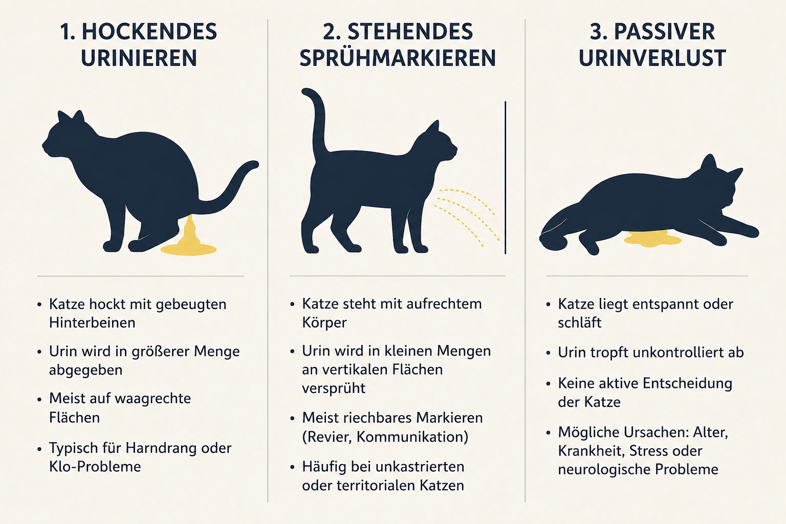 Pinkeln, Markieren und Urinverlust bei Katzen unterscheiden