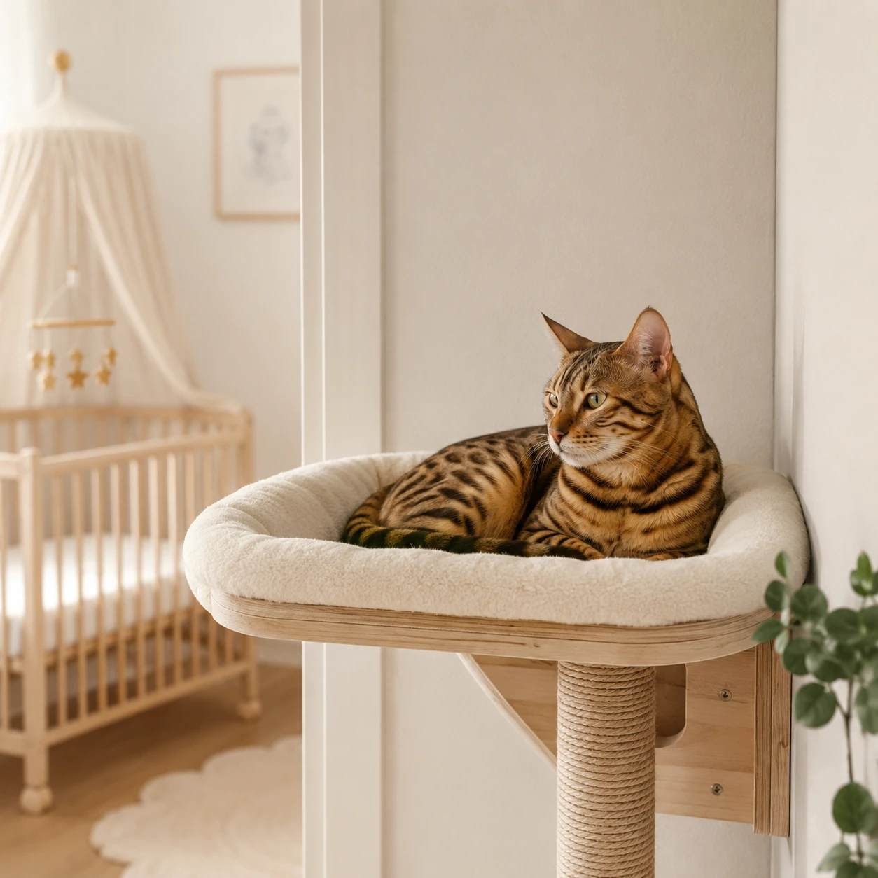 Sicherer Rückzugsort für Katze im Haushalt mit Baby