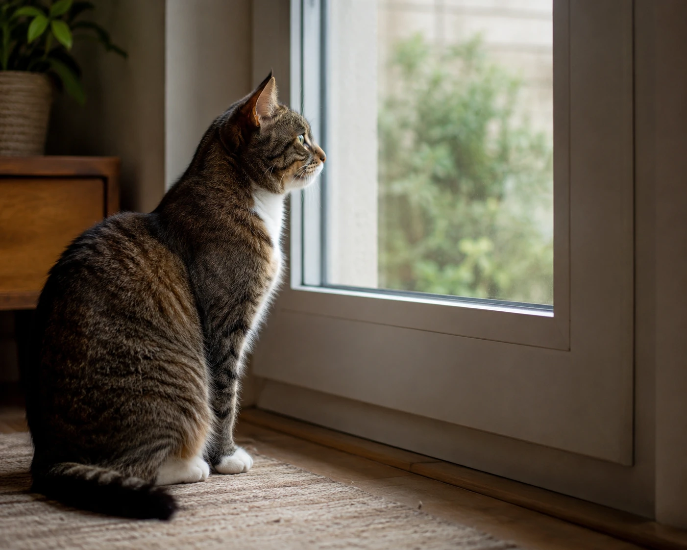 Katze reagiert aufmerksam auf Geräusche im Zuhause