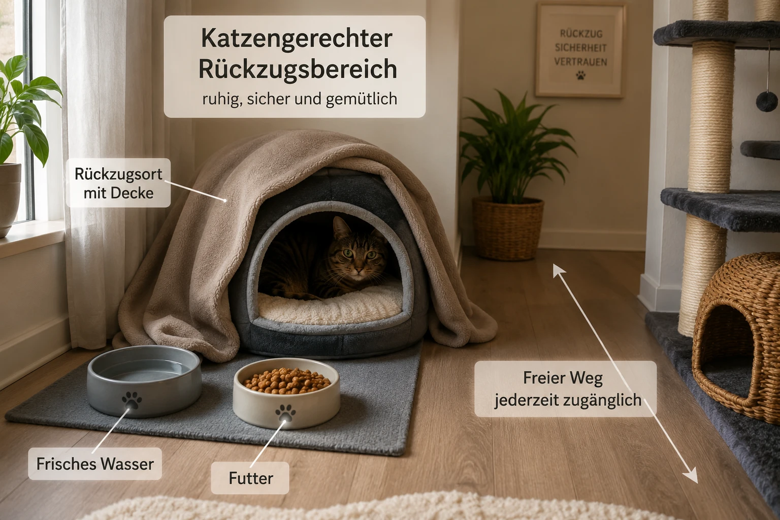 Sicherer Rückzugsort für eine unsichere Katze