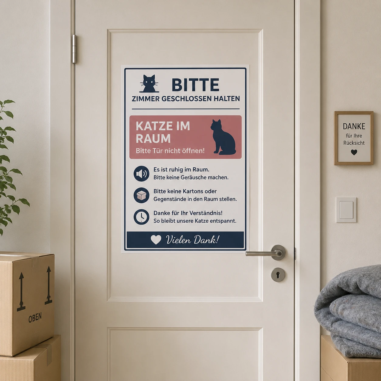 Sicheres Zimmer für die Katze am Umzugstag