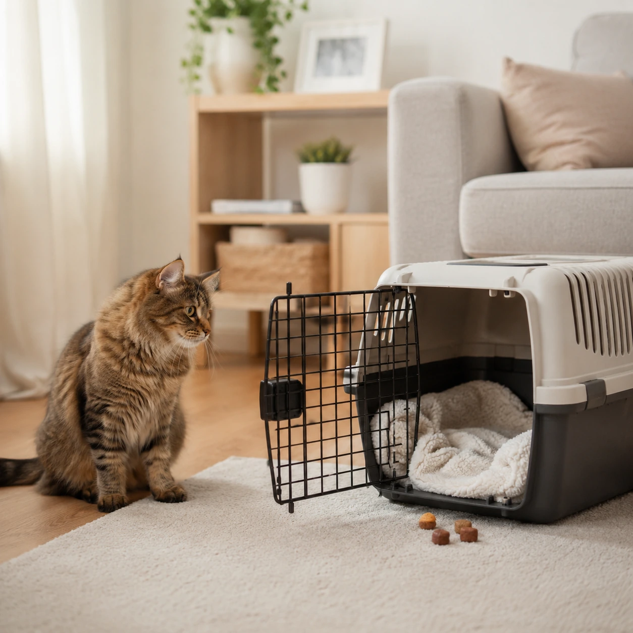 Transportbox stressarm für eine Katze vorbereiten