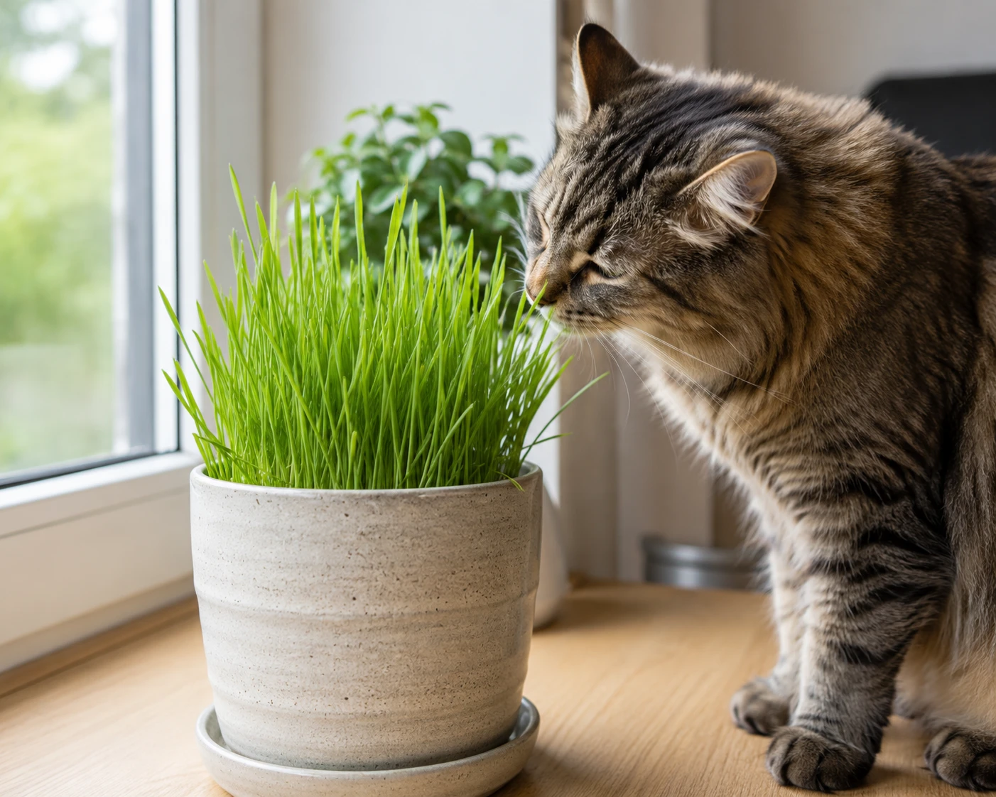 Katzengras als sichere Alternative für Katzen, die Pflanzen anknabbern
