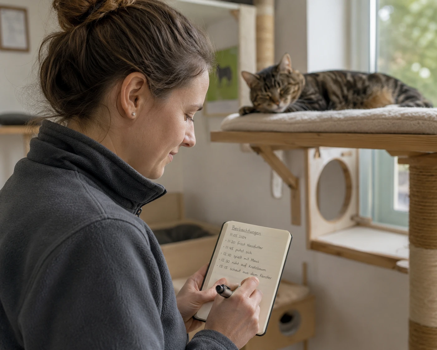 Katzenverhalten dokumentieren, um Muster zu erkennen