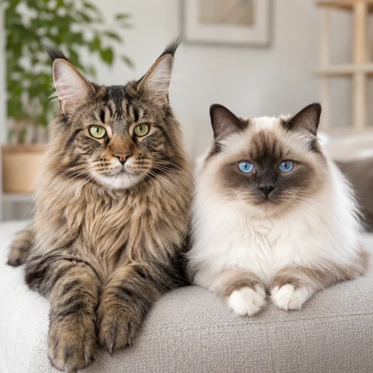 Maine Coon und Heilige Birma im direkten Vergleich
