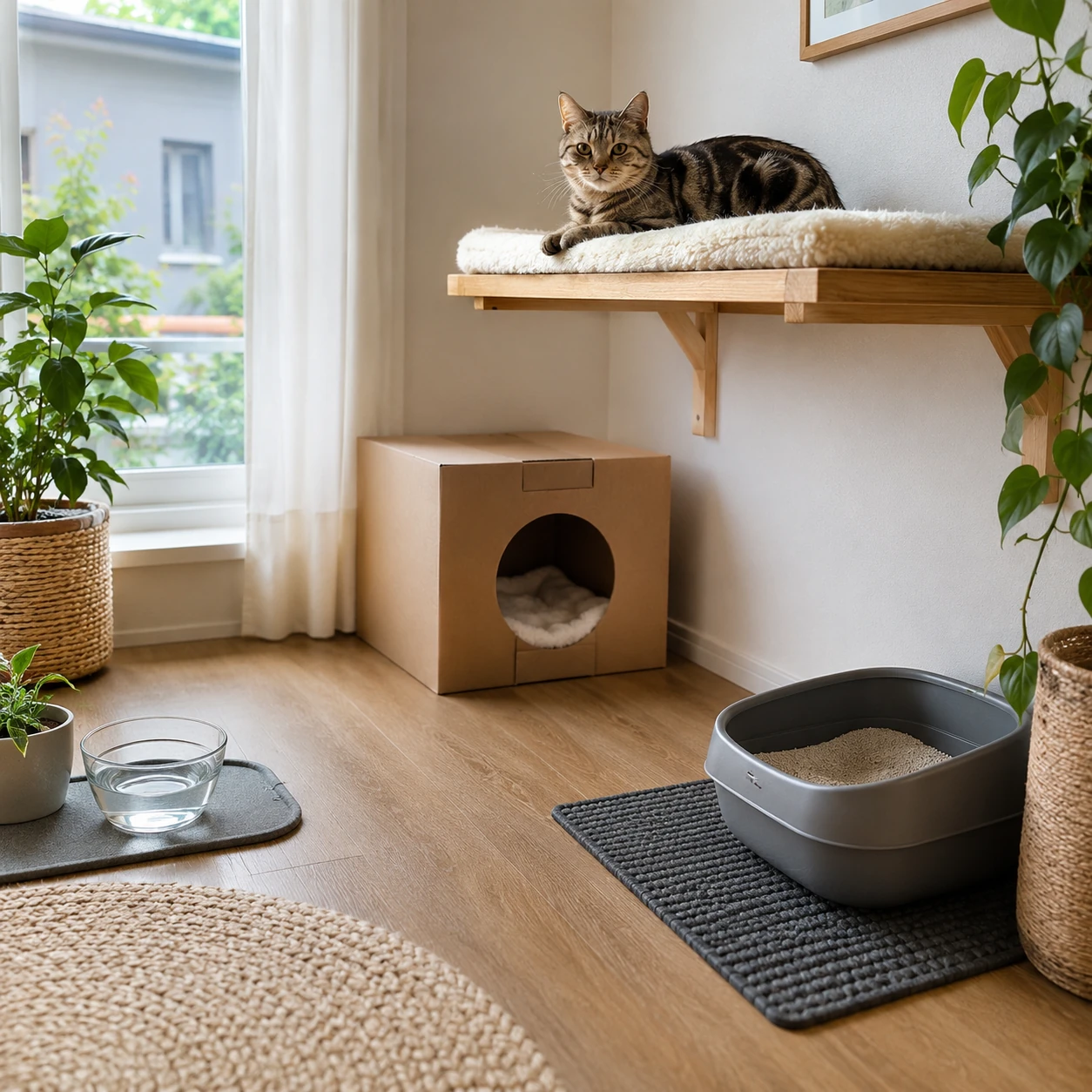 Sichere Umgebung für eine scheue Katze gestalten
