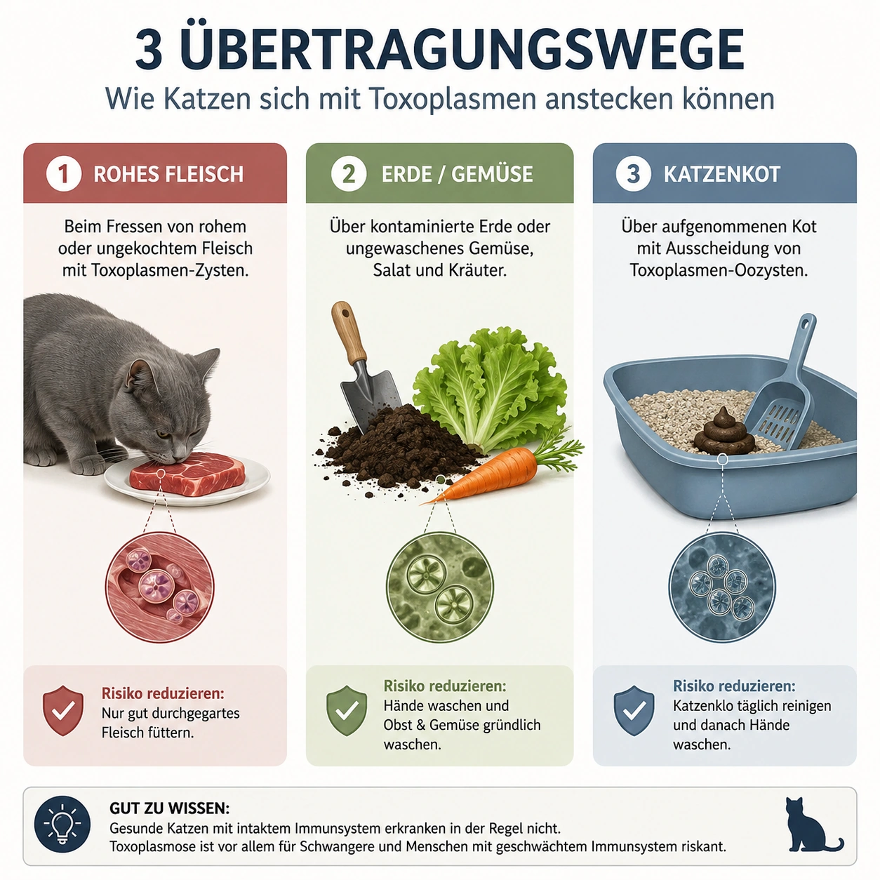 Die wichtigsten Übertragungswege von Toxoplasmose
