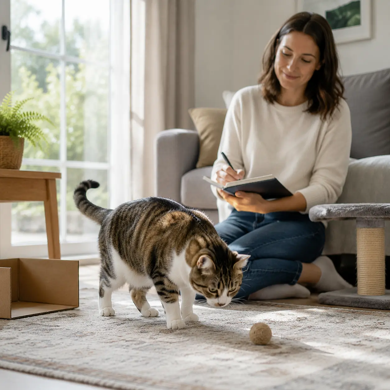 Verhalten einer Katze in Einzelhaltung beobachten