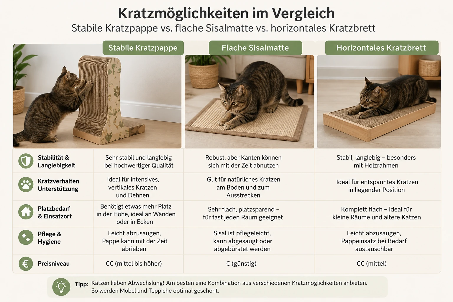 Horizontale Kratzflächen für eine Katze, die Teppich kratzt