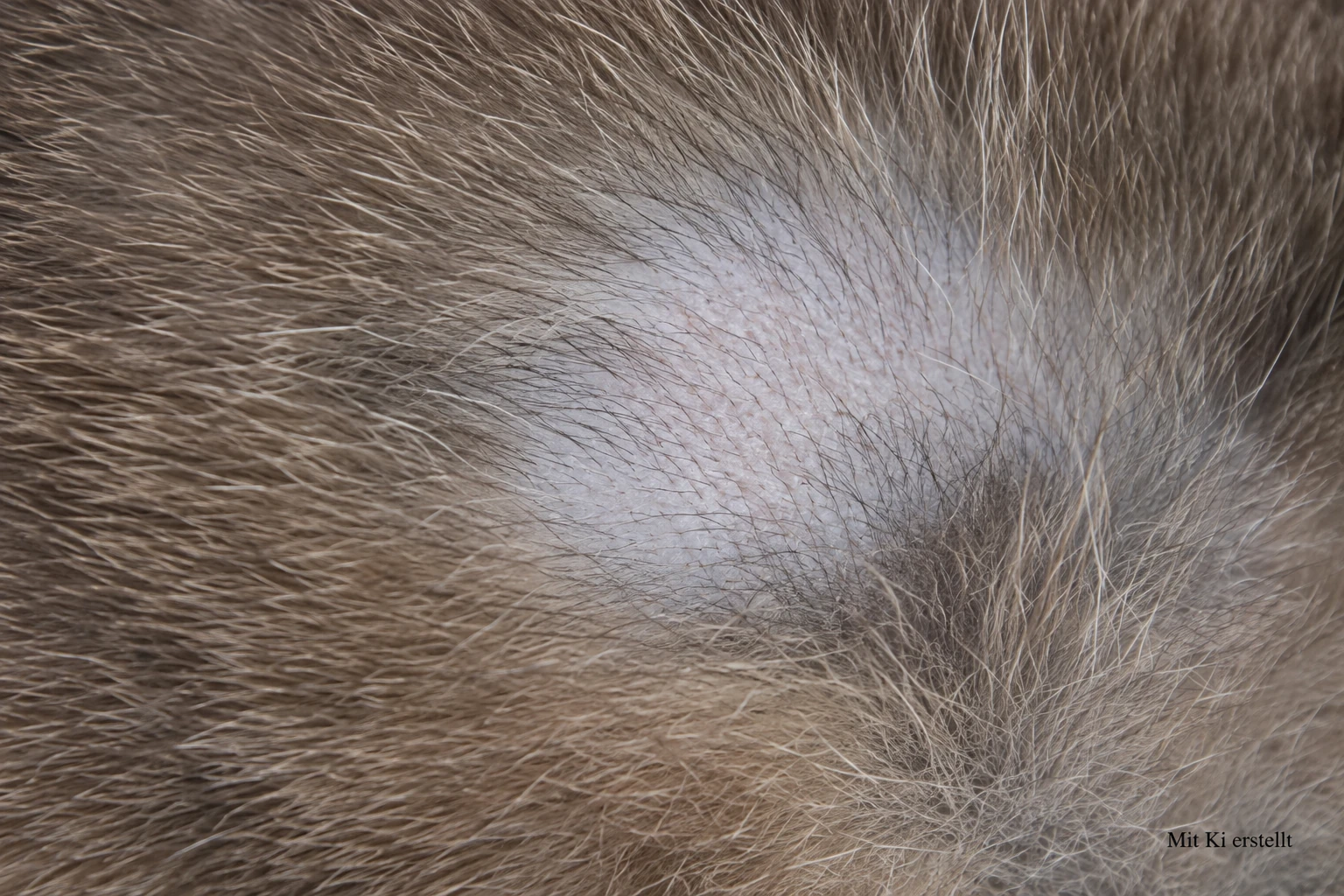 Kahlgeleckte Stelle mit kurzen Haaren