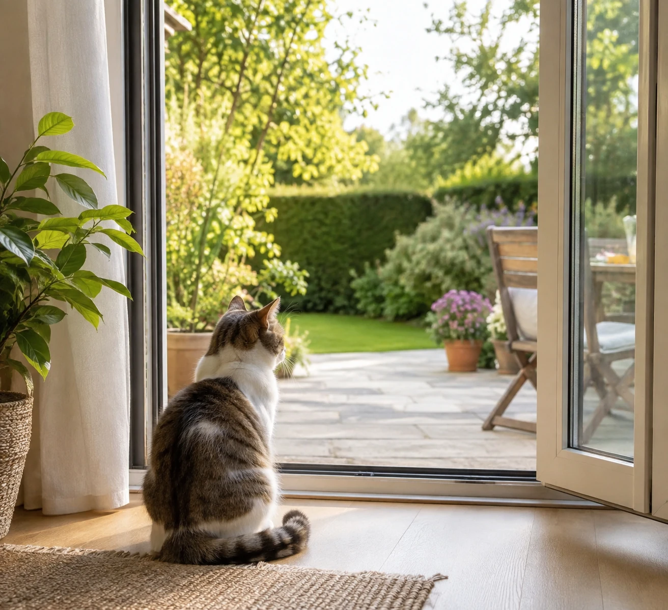 Katze an Freigang gewöhnen – erster freiwilliger Schritt durch die Terrassentür