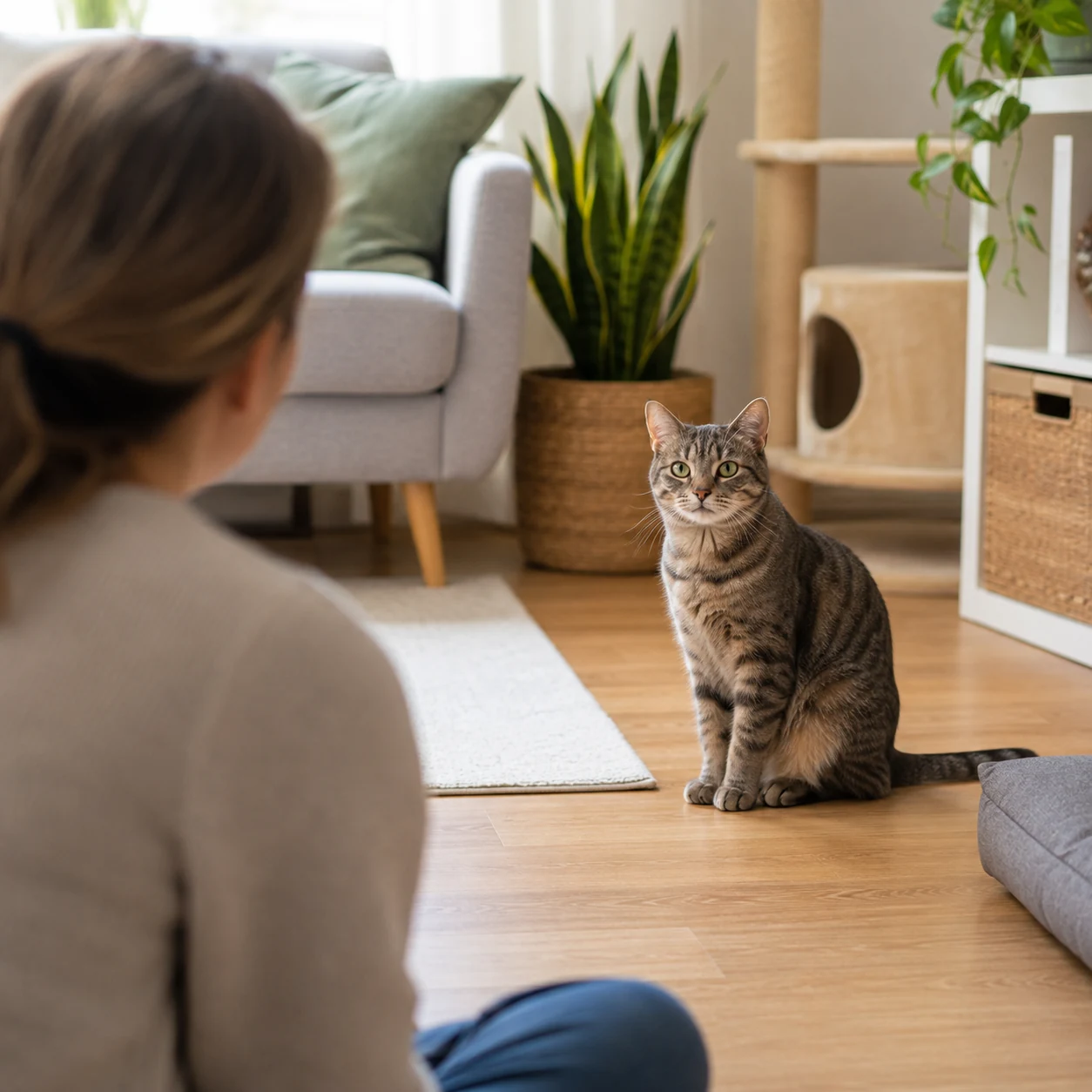 Atmung einer Katze ohne zusätzlichen Stress beobachten