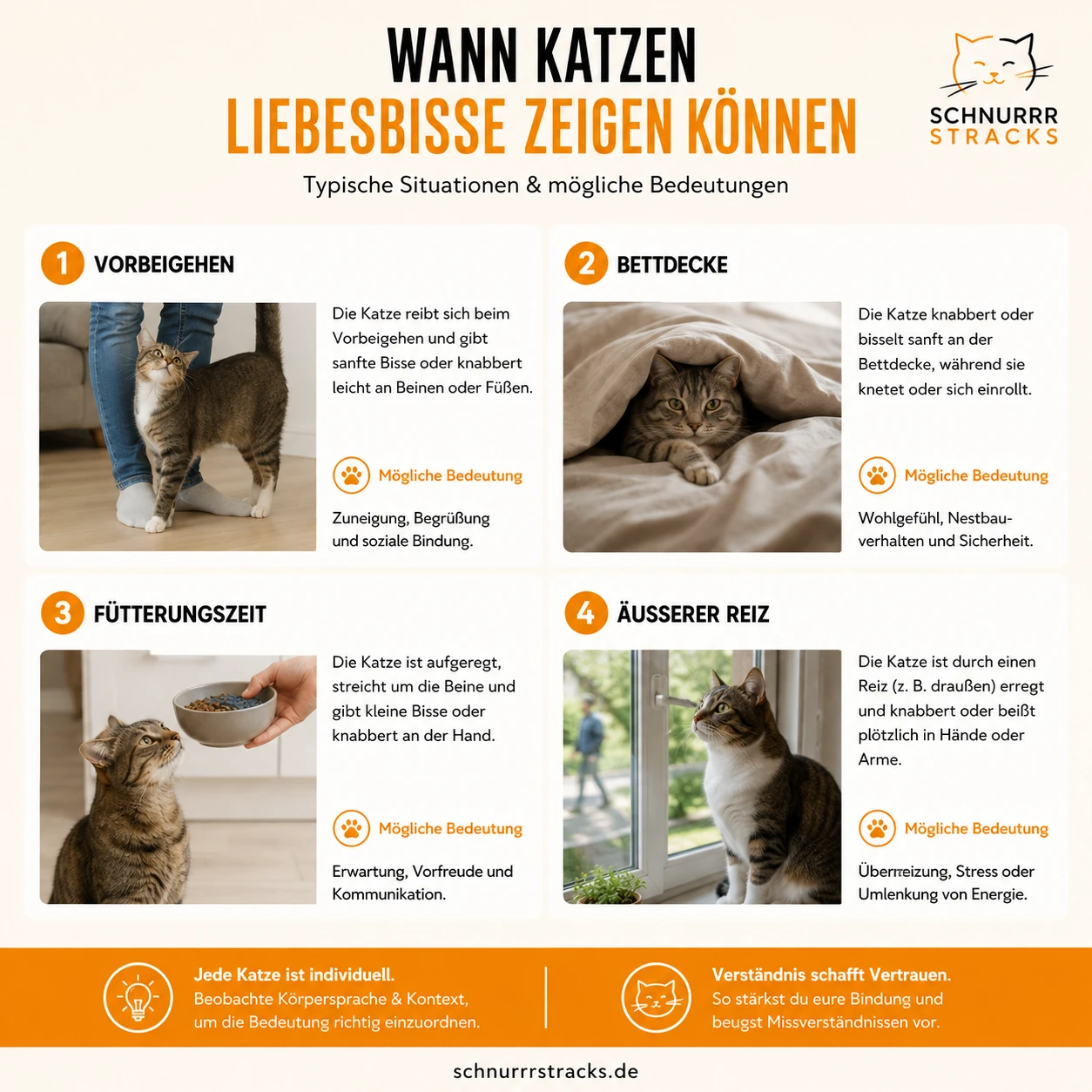 Typische Situationen, in denen eine Katze Füße attackiert