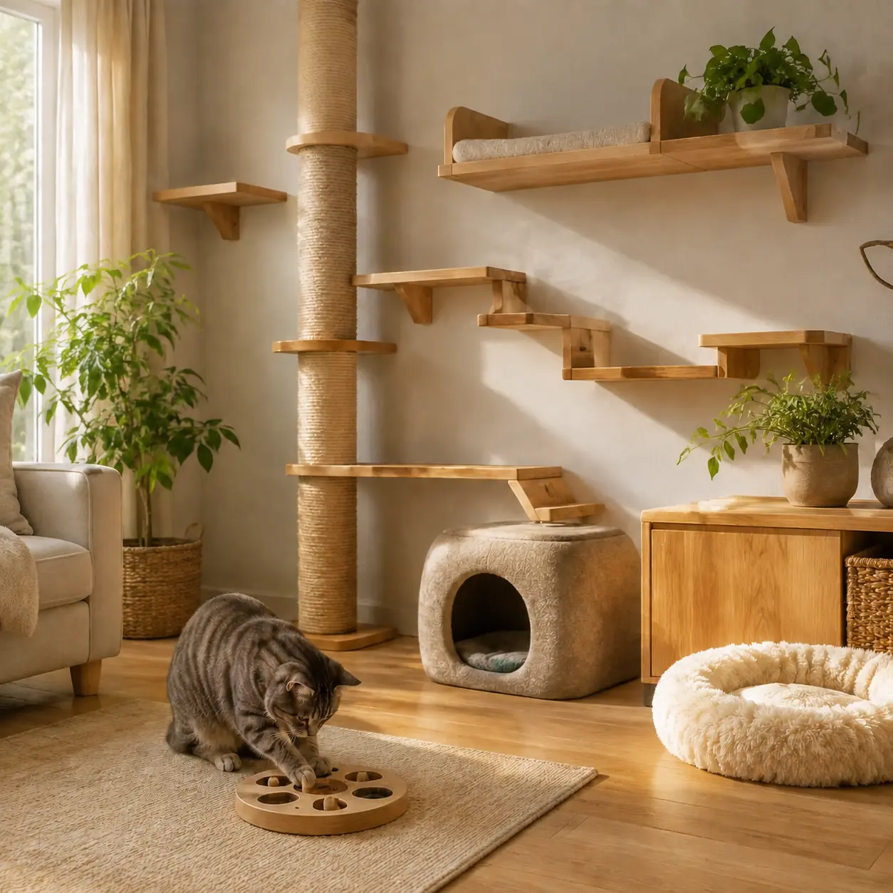 Artgerechter Alltag für eine Katze in Einzelhaltung