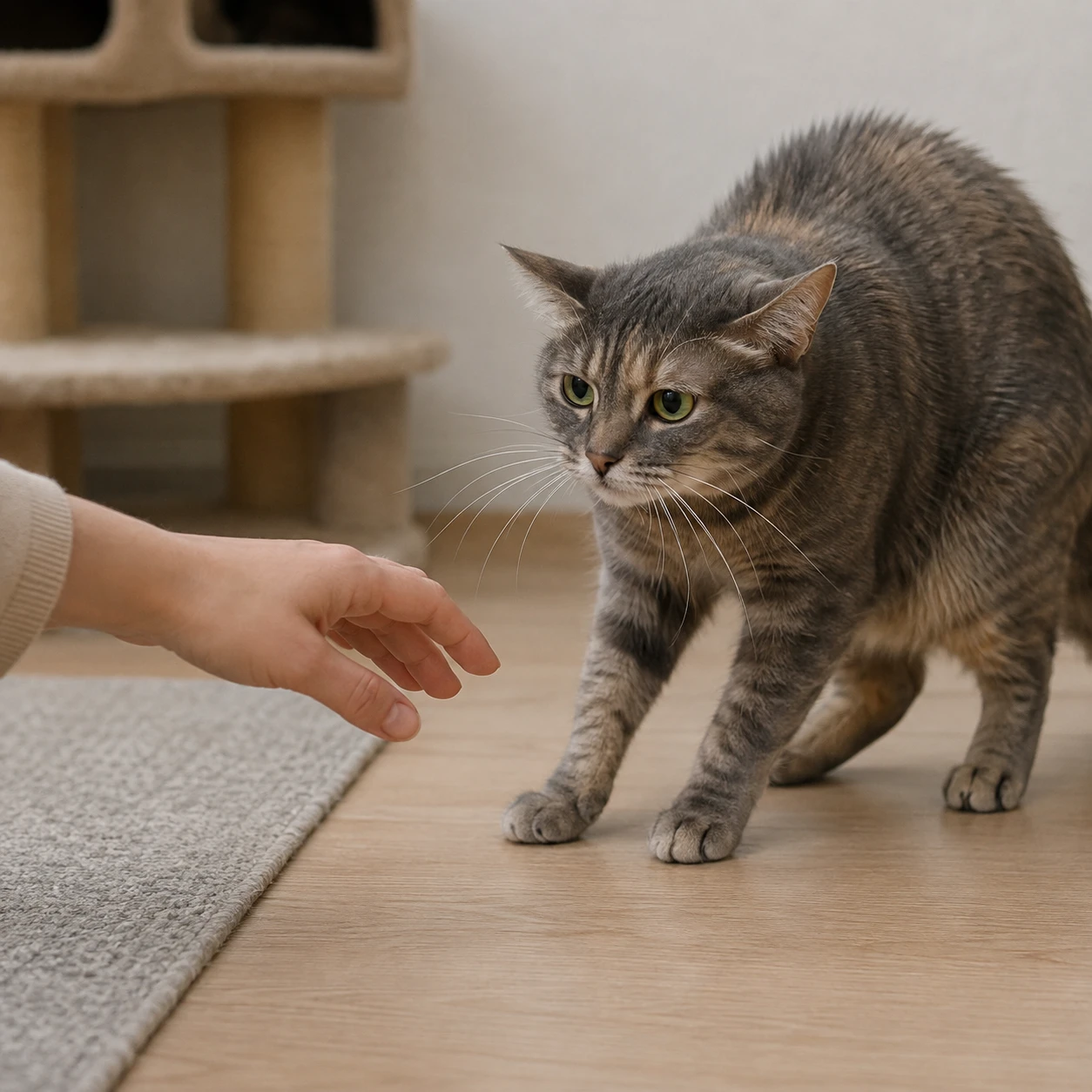 Richtige Reaktion, wenn die Katze faucht: Hand ruhig zurücknehmen
