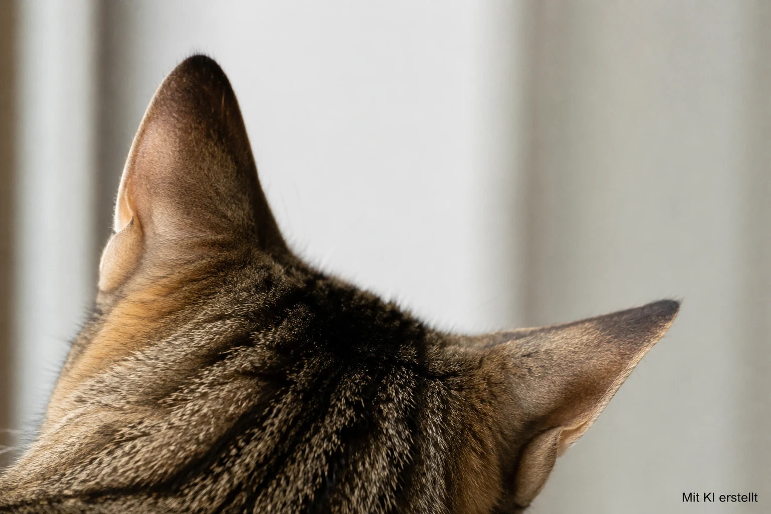 Katze ortet ein Geräusch hinter der Wand