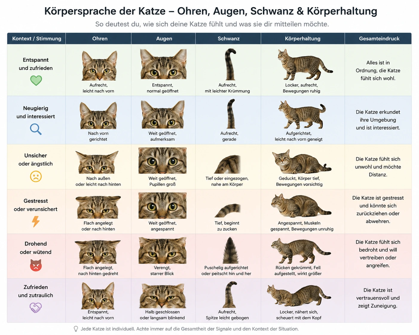 Körpersprache einer knurrenden Katze im Kontext erkennen