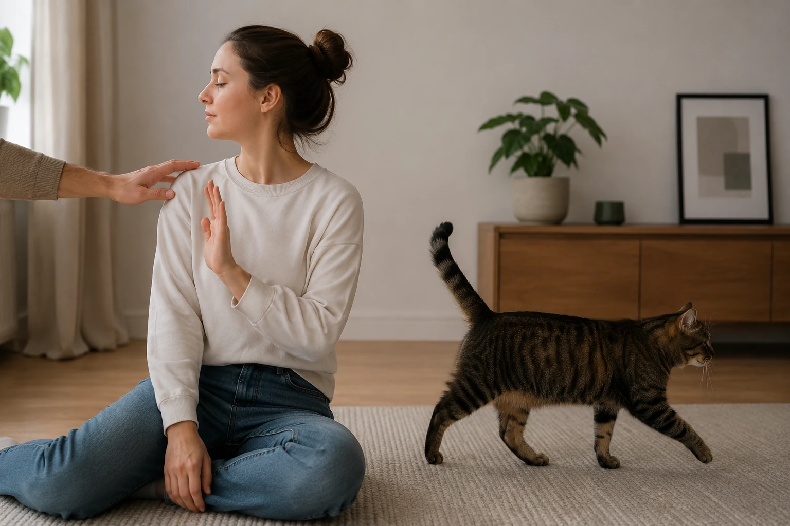 Ruhig reagieren, wenn eine Katze knurrt