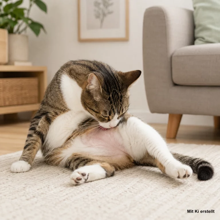 Katze leckt sich am Bauch kahl