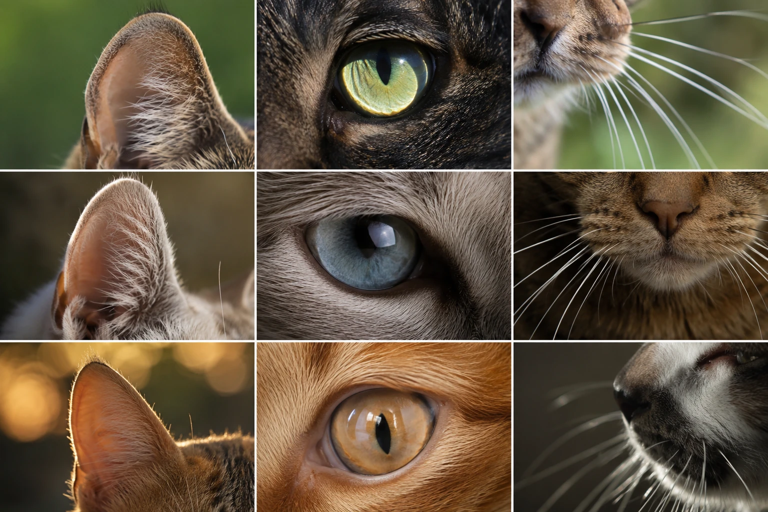 Ohren, Augen und Schnurrhaare einer Katze richtig einordnen