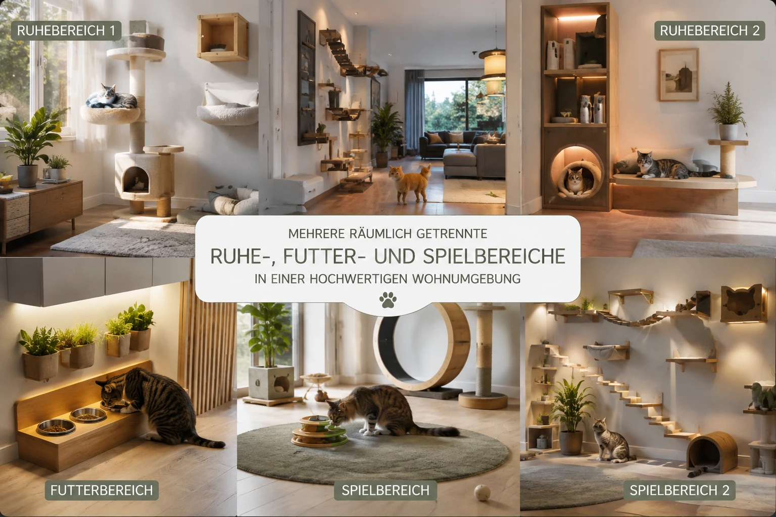 Sichere Rückzugsorte und getrennte Ressourcen für Katzen