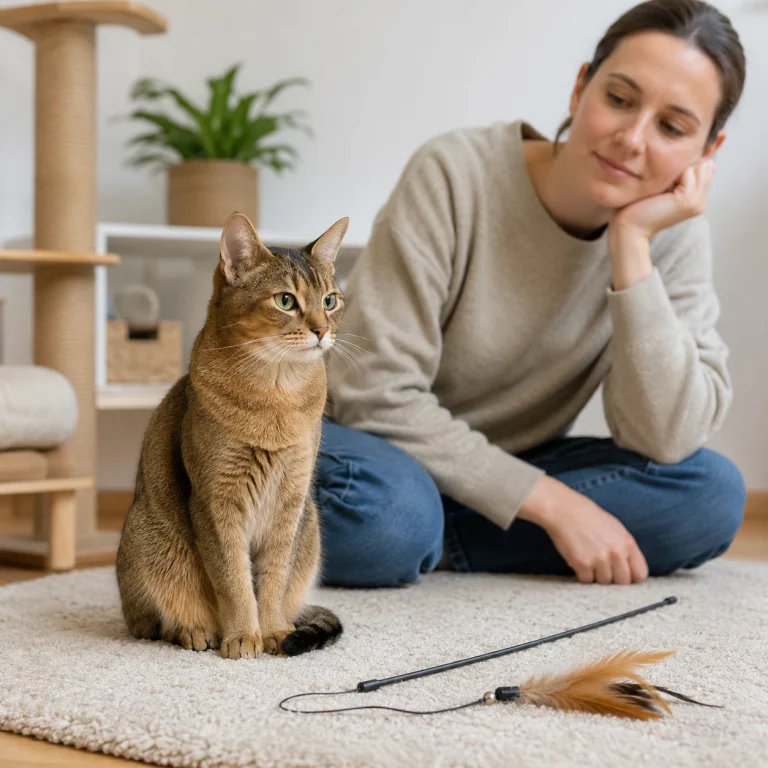 Katze spielt nicht mehr und wird ruhig beobachtet