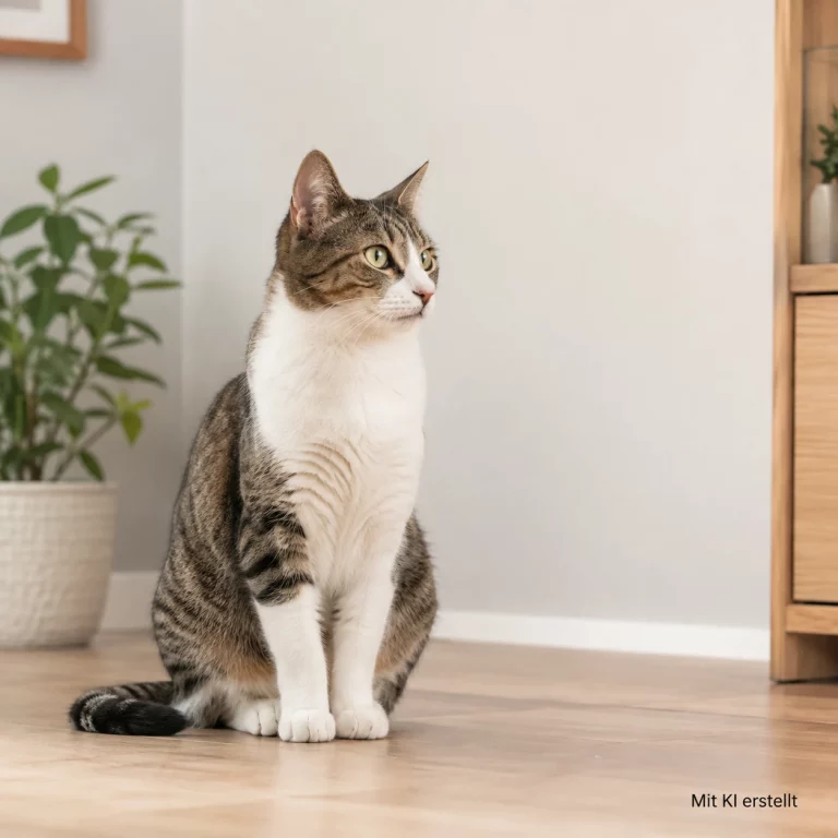 Katze starrt aufmerksam eine Wand an