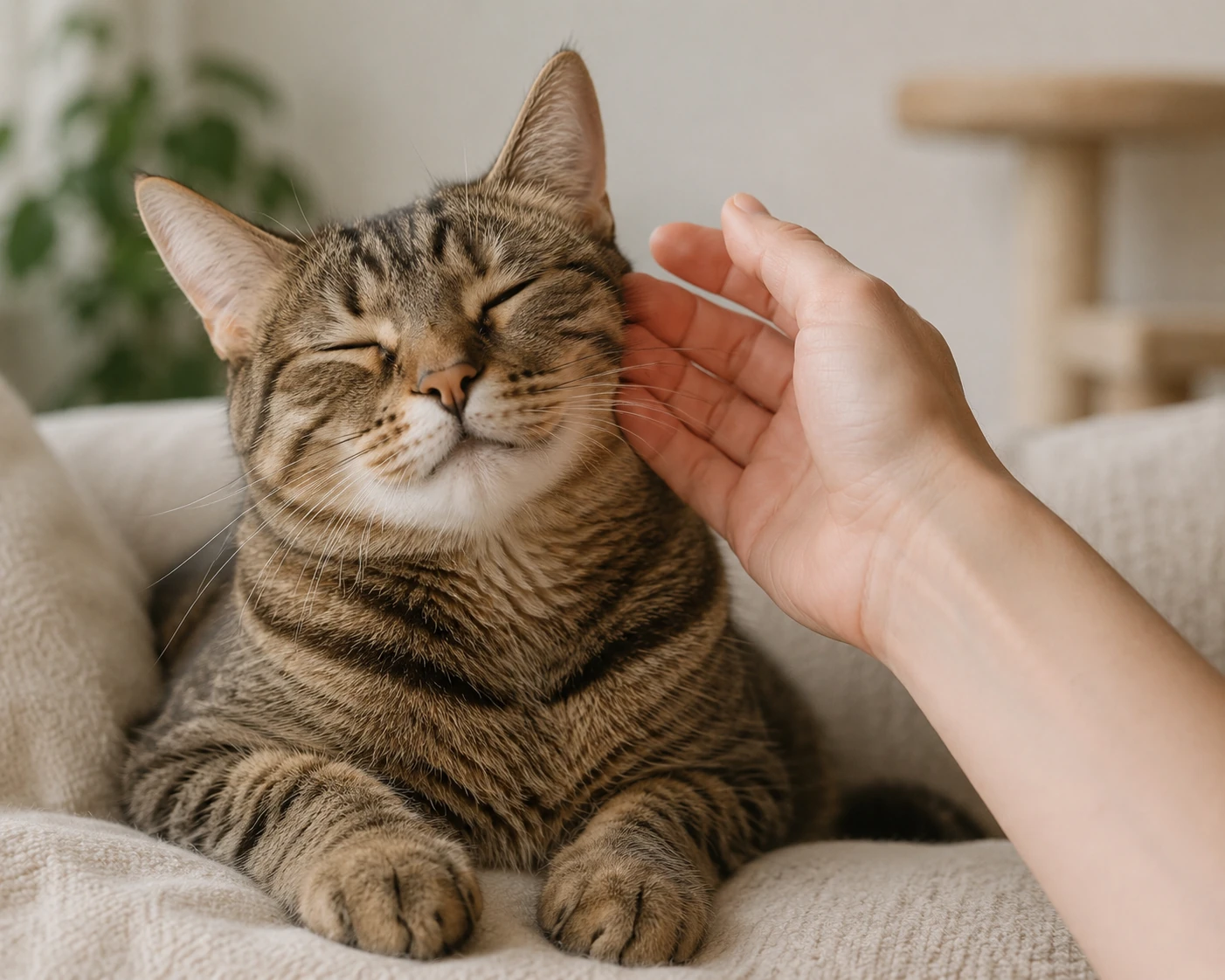 Katze entscheidet freiwillig über eine weitere Streicheleinheit