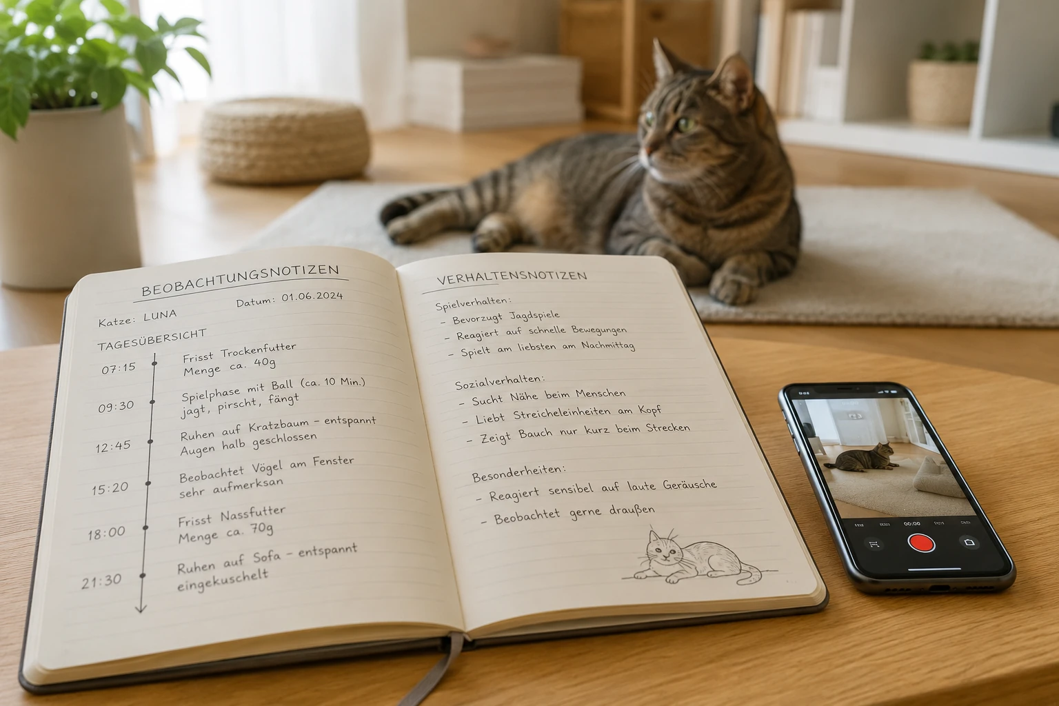 Plötzliche Verhaltensänderung der Katze dokumentieren