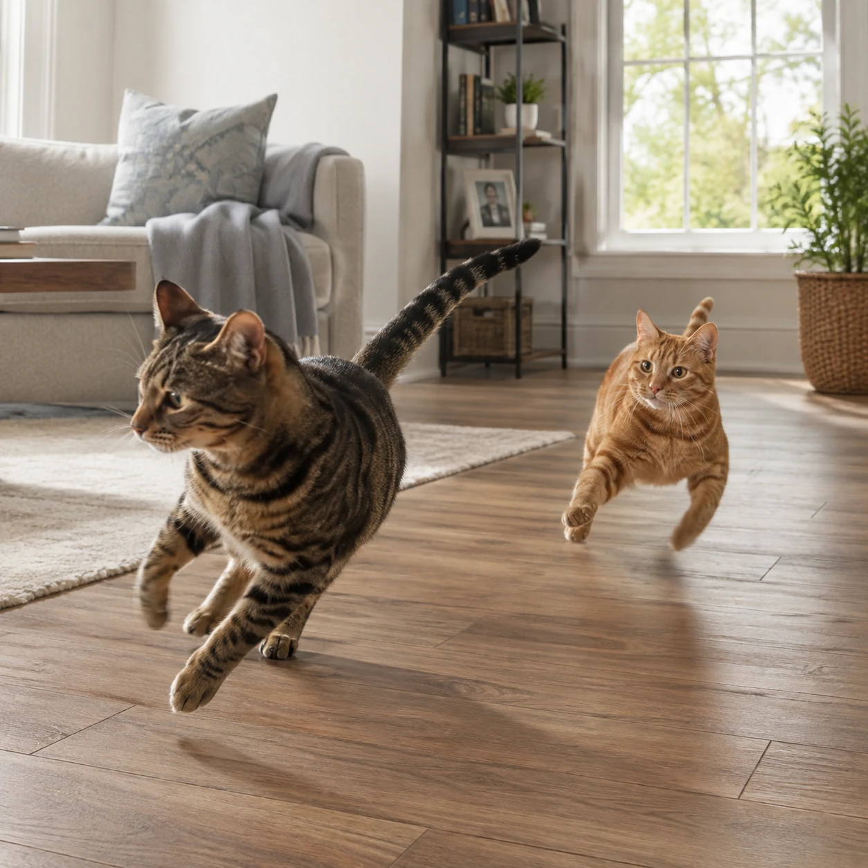 Katzen jagen sich durch die Wohnung: Ist das Spiel oder Stress?
