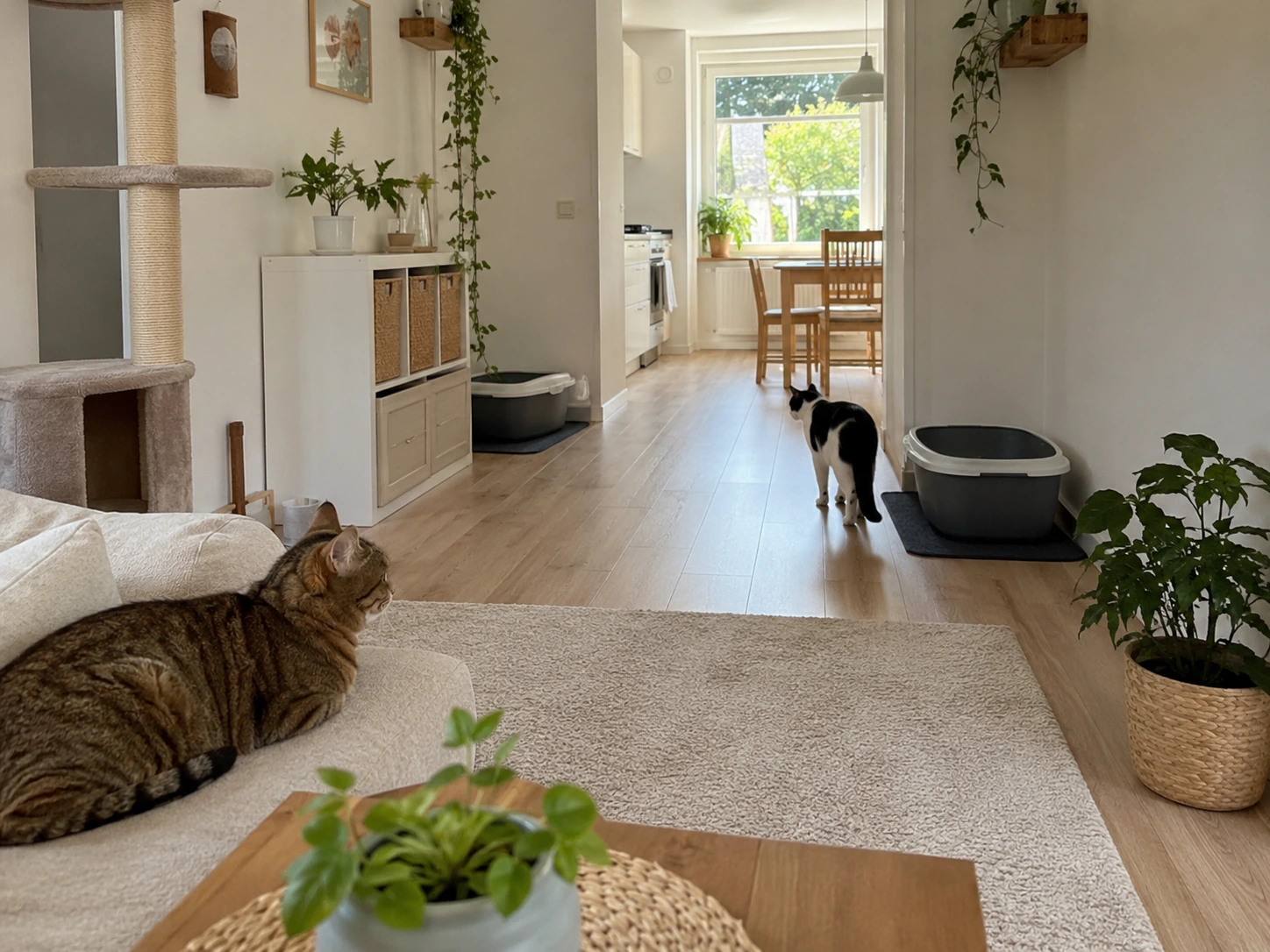 Räumlich getrennte Katzenklos im Mehrkatzenhaushalt