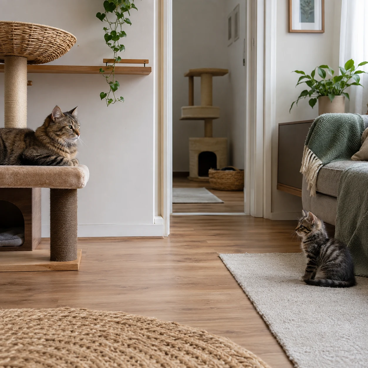 Kitten mit erwachsener Katze zusammenführen: der behutsame Stufenplan