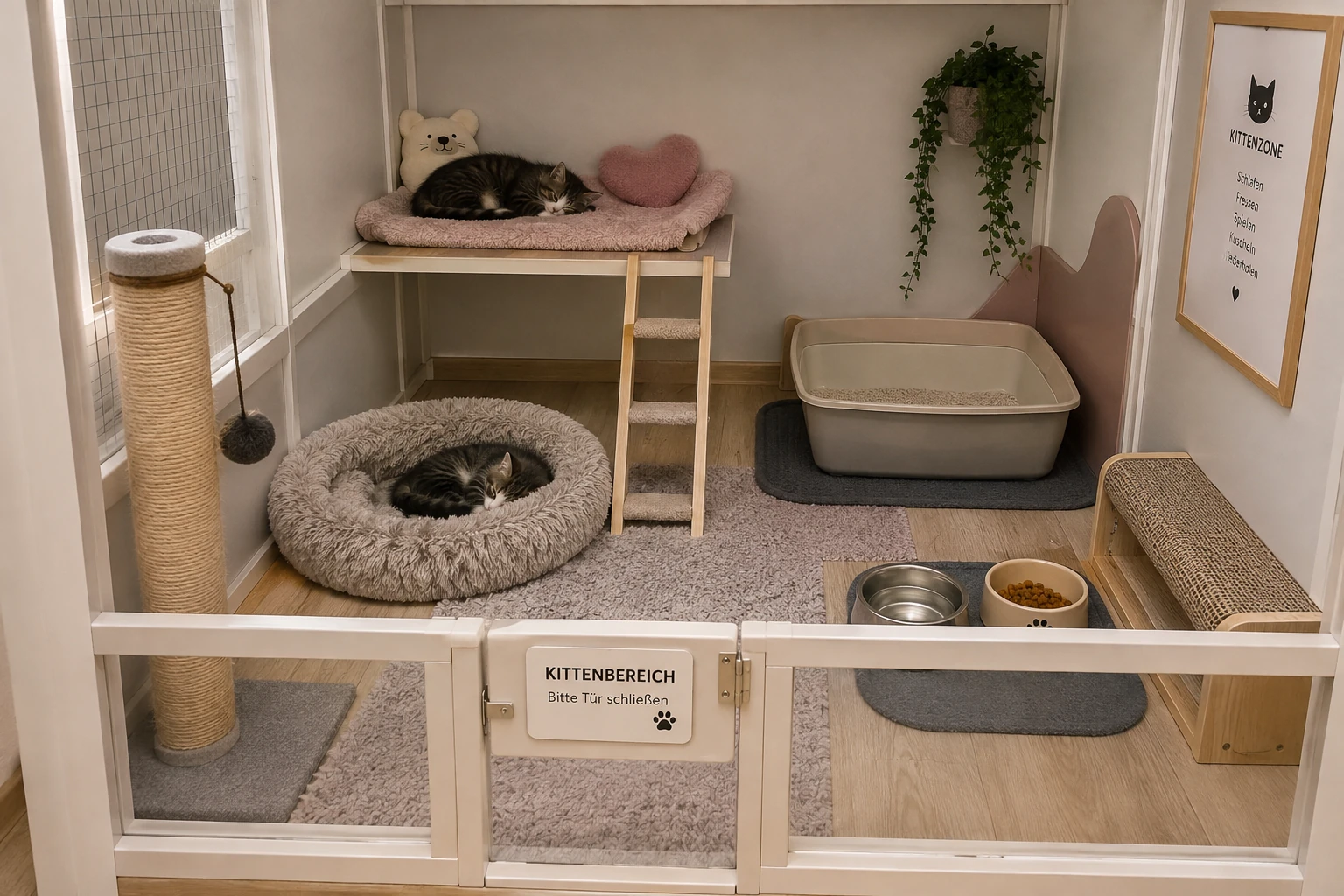 Vorbereiteter Kittenbereich vor der Zusammenführung