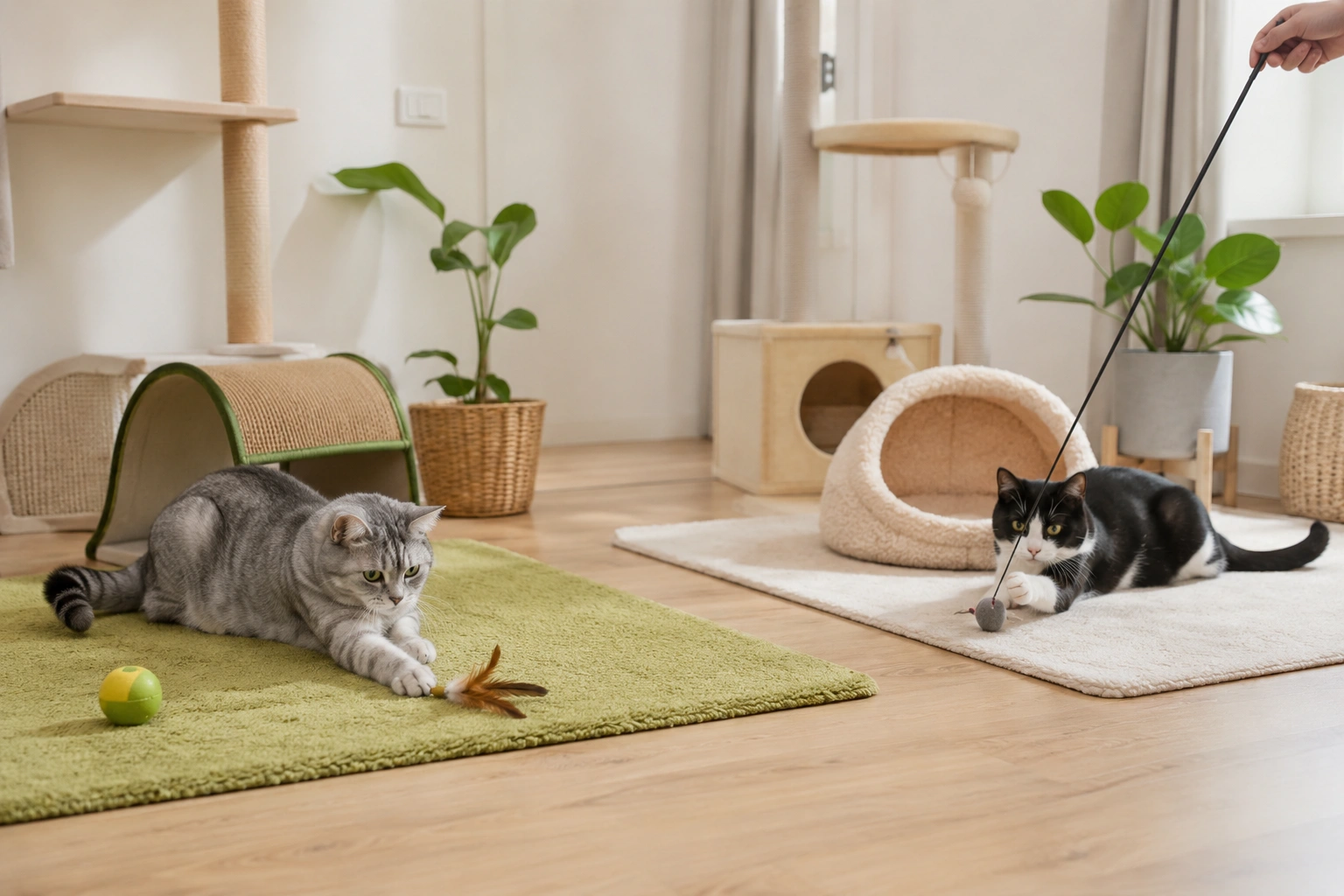 Katzen im Mehrkatzenhaushalt getrennt und ruhig beschäftigen