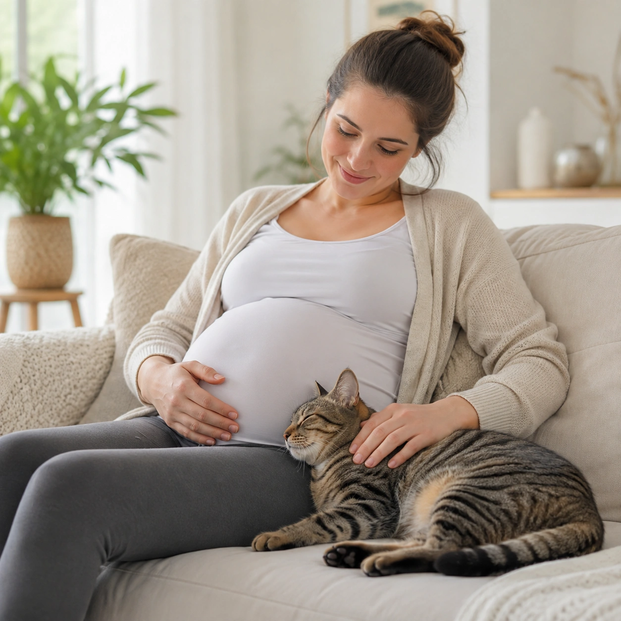 Katze sucht während der Schwangerschaft die Nähe ihrer Halterin