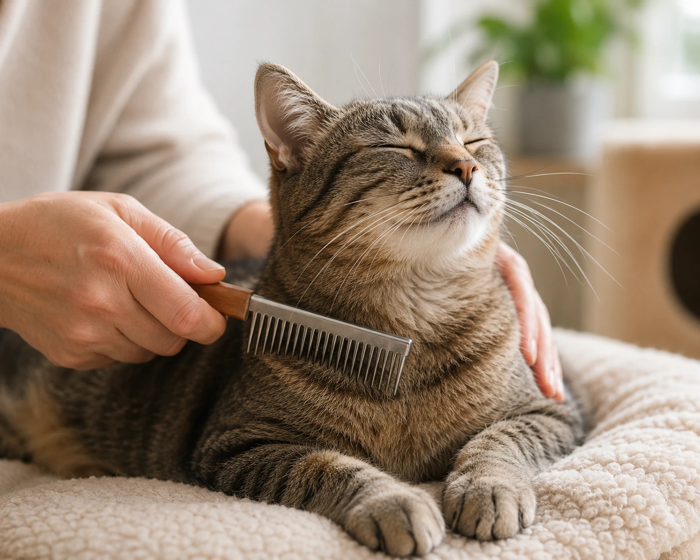 Sanfte Fellpflege bei einer Nebelung Katze