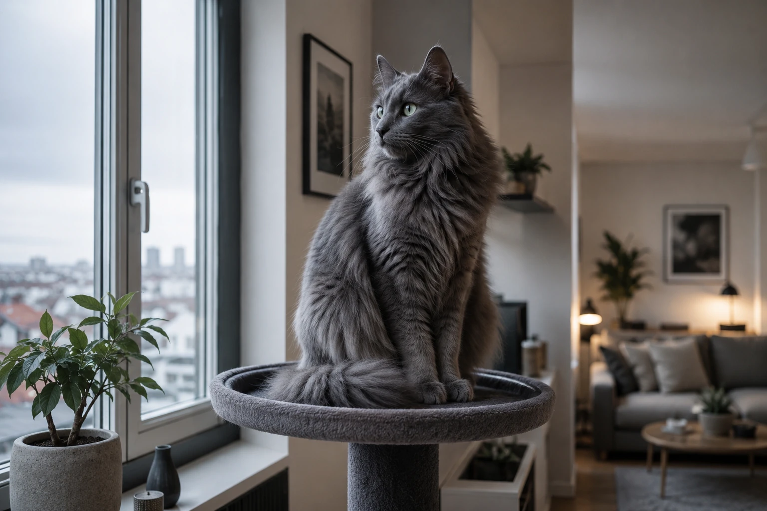 Wohnungshaltung mit Rückzugs- und Kletterplatz für eine Nebelung