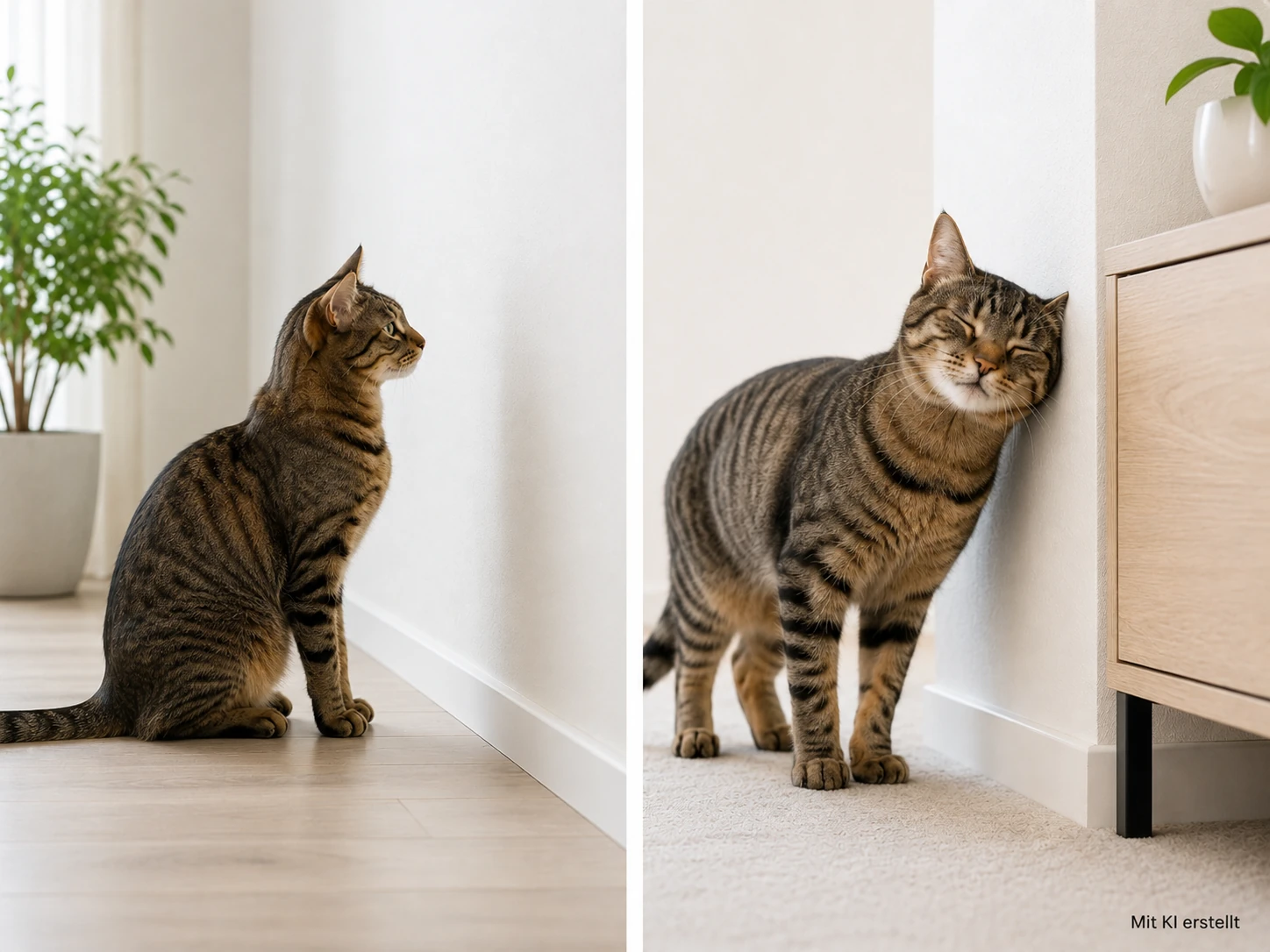 Unterschied zwischen Wandstarren und Kopfpressen bei Katzen