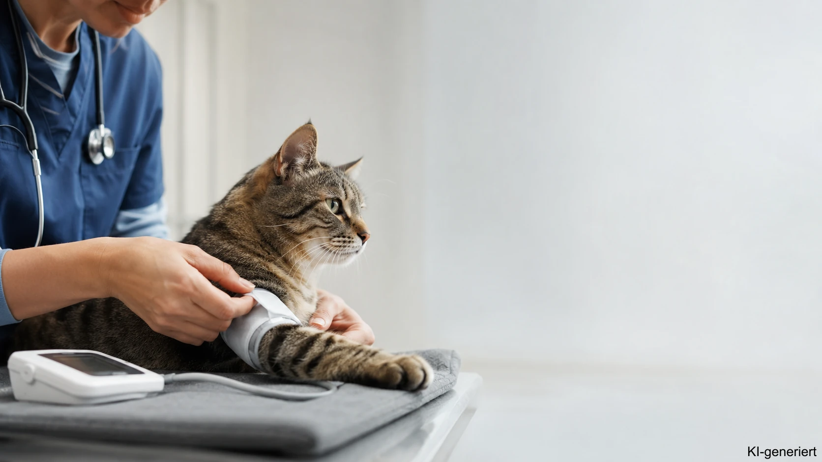 Blutdruckmessung bei einer alten Katze