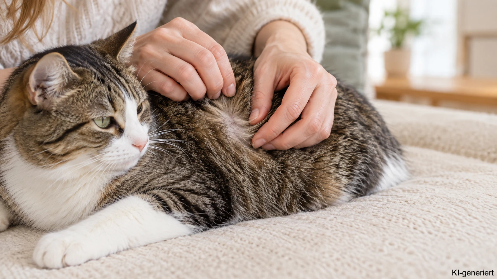 Fell und Haut einer Katze kontrollieren
