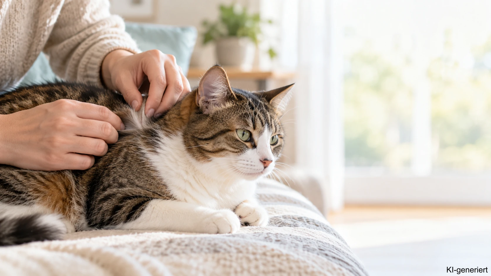 Haut und Fell bei einer berührungsempfindlichen Katze prüfen
