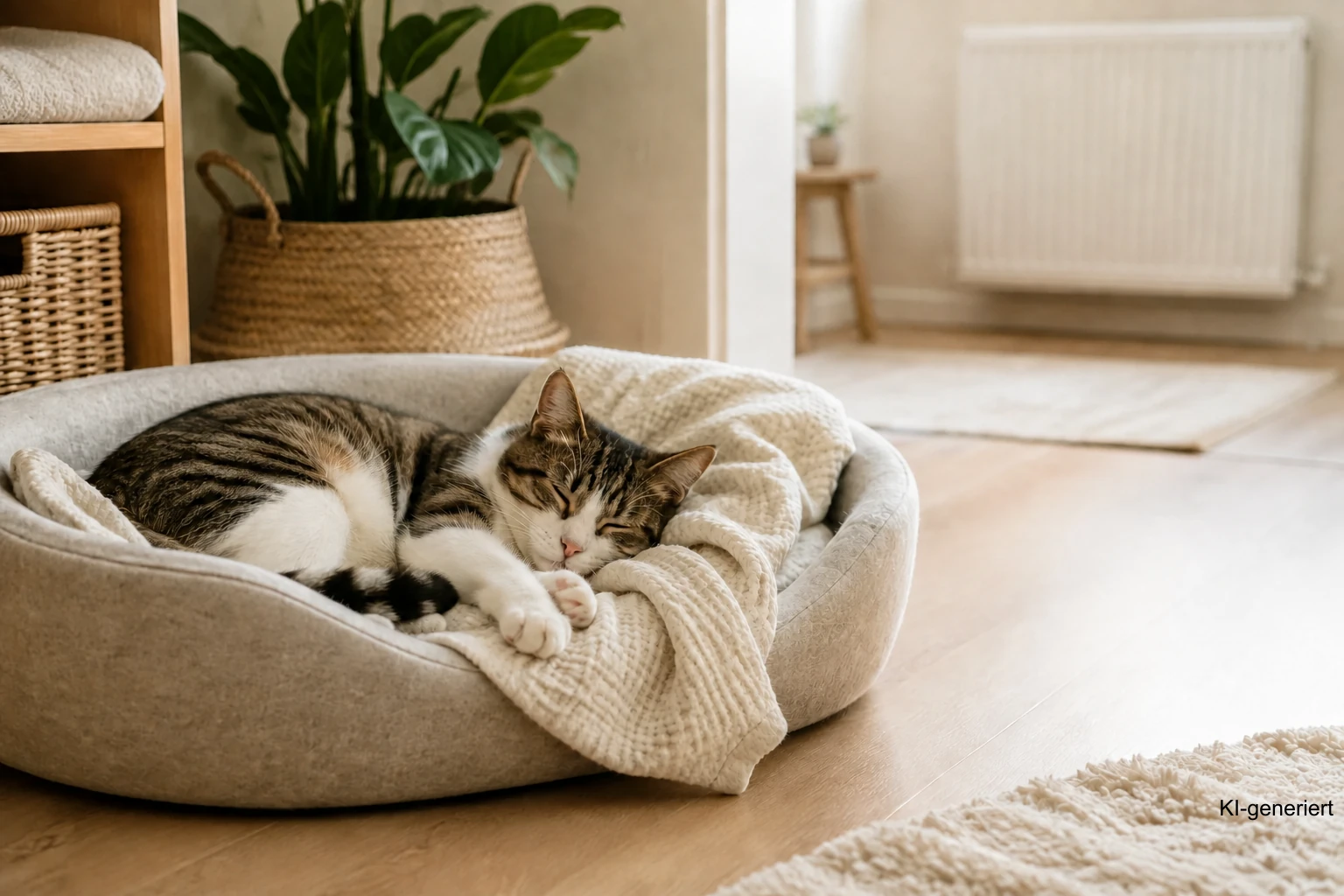 Zitternde Katze sicher warm und ruhig halten