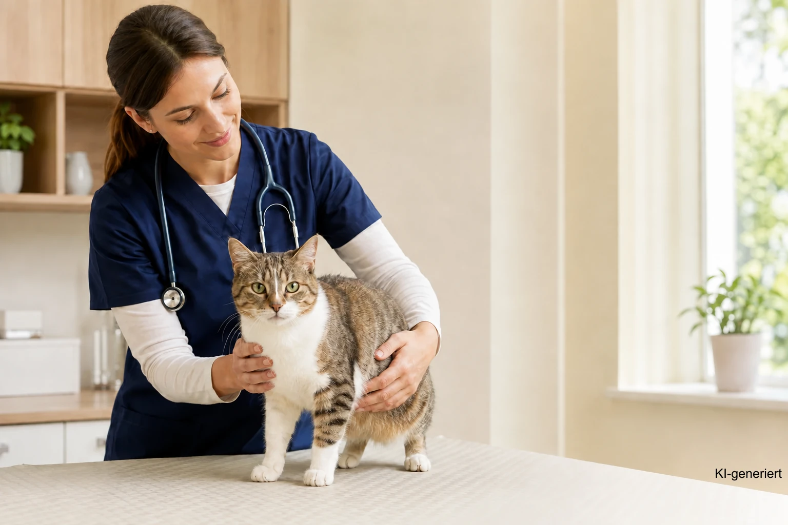Tierärztliche Untersuchung einer zitternden Katze