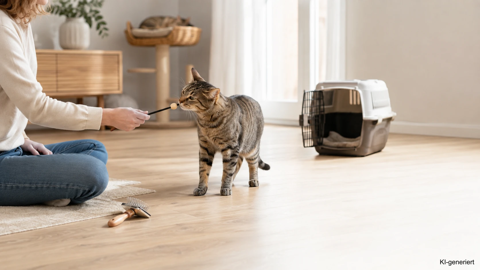 Kooperatives Handling mit einer Katze vorbereiten