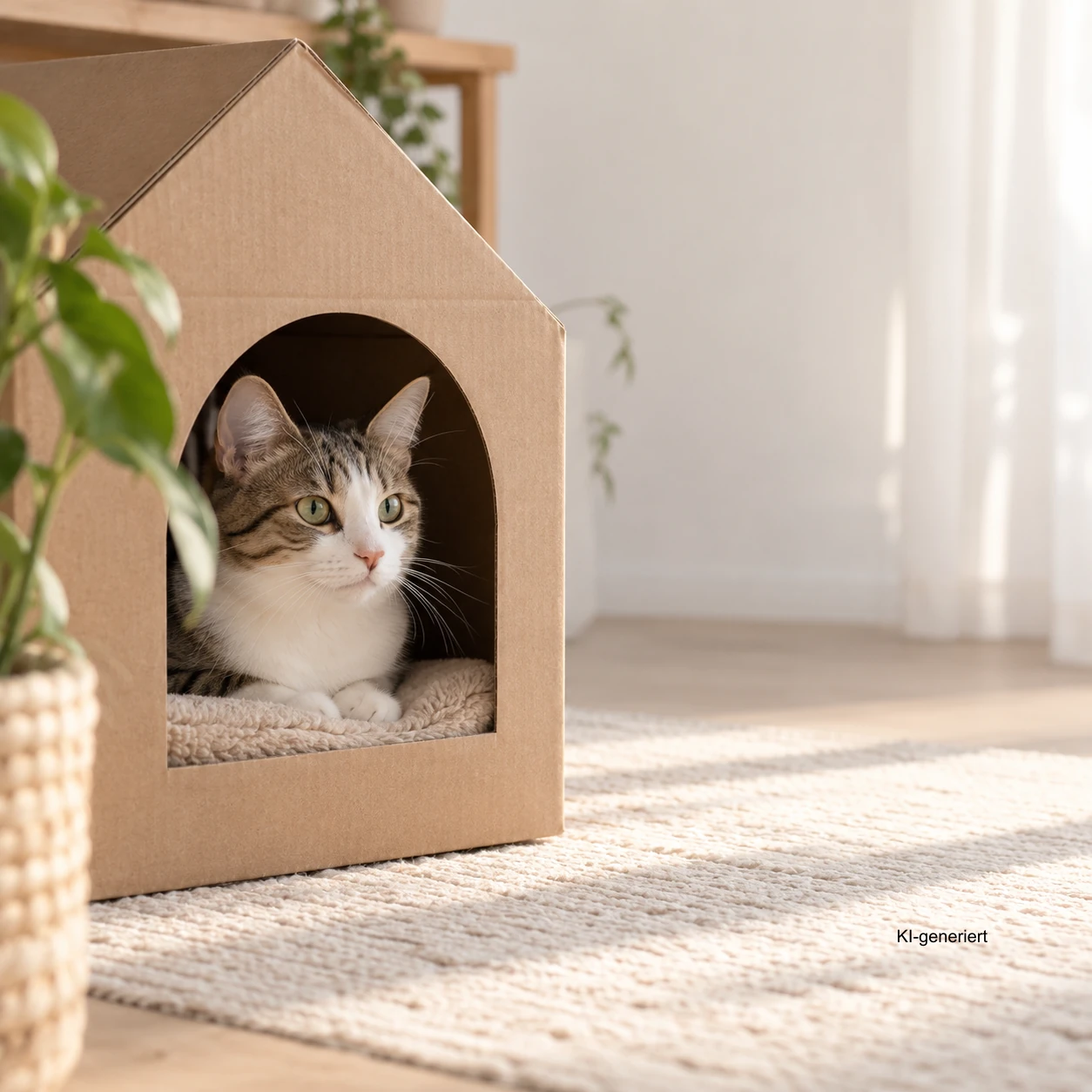 Neue Katze versteckt sich im sicheren Startzimmer