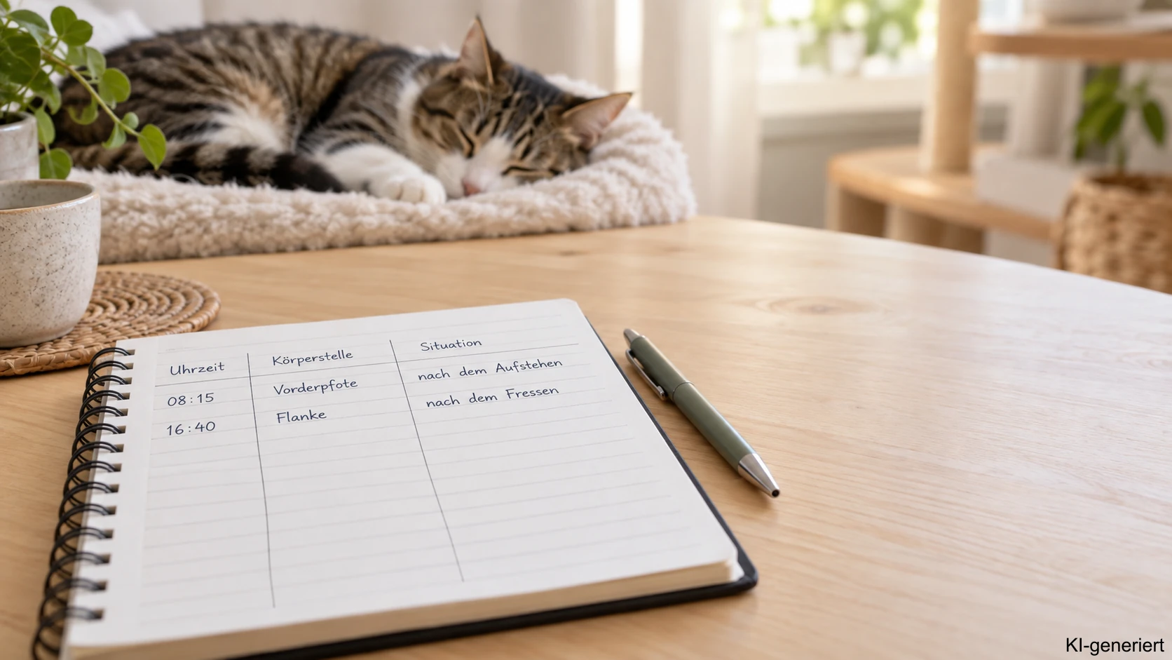 Putzverhalten einer Katze dokumentieren