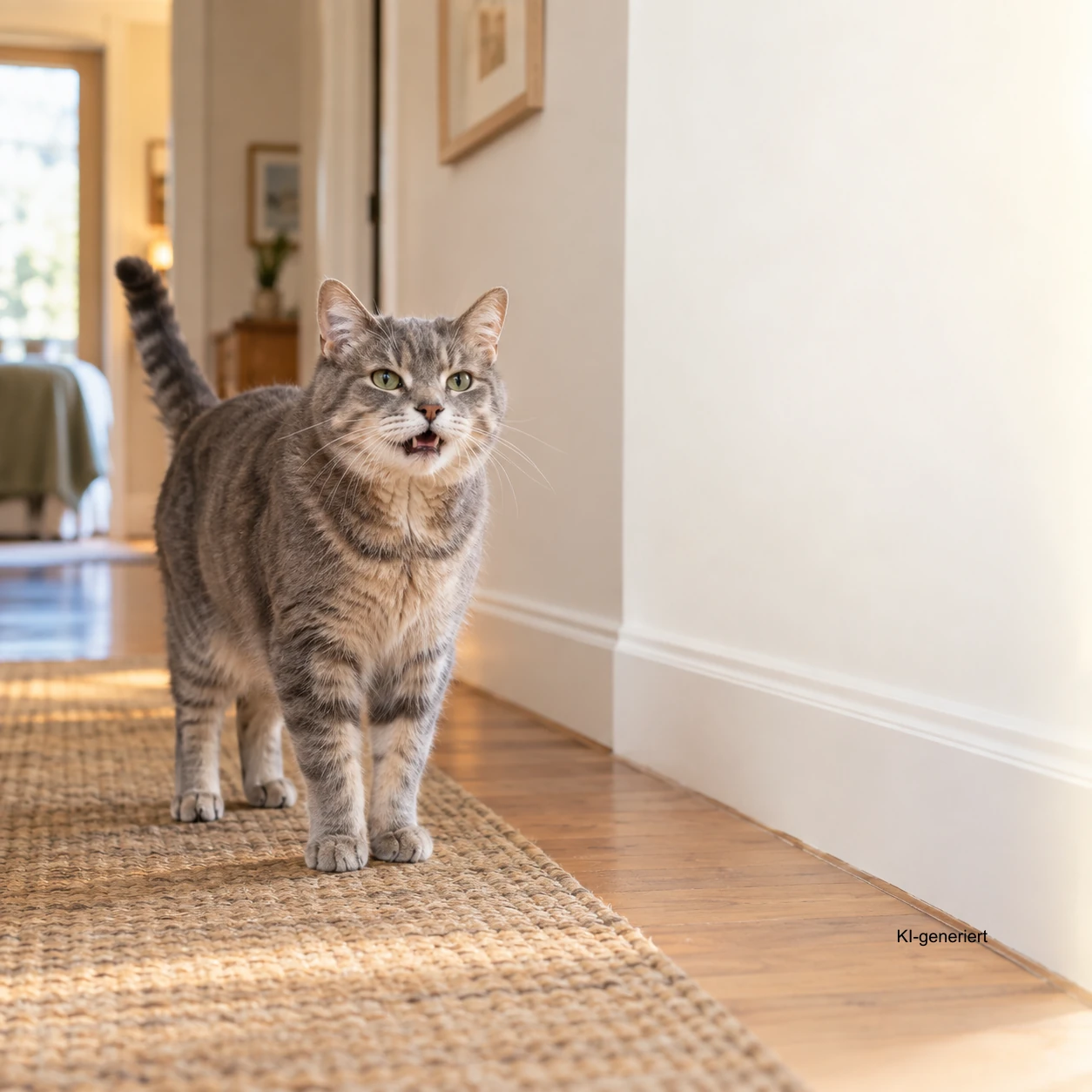 Senior-Katze ruft in vertrauter Umgebung